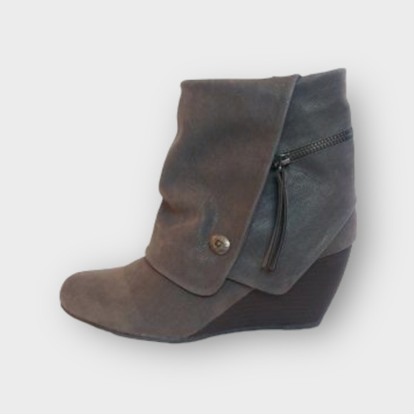 ❌SOLD❌Blowfish Malibu | Babbi Gray Ankle Boot Cuff Wedge | 8.5 - Picture 2 of 8